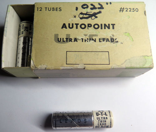 AUTOPOINT 0.022" (.5mm) 2H LEADS. BLACK, 10 TUBES OF LEADS, 1.38" (35mm) LONG